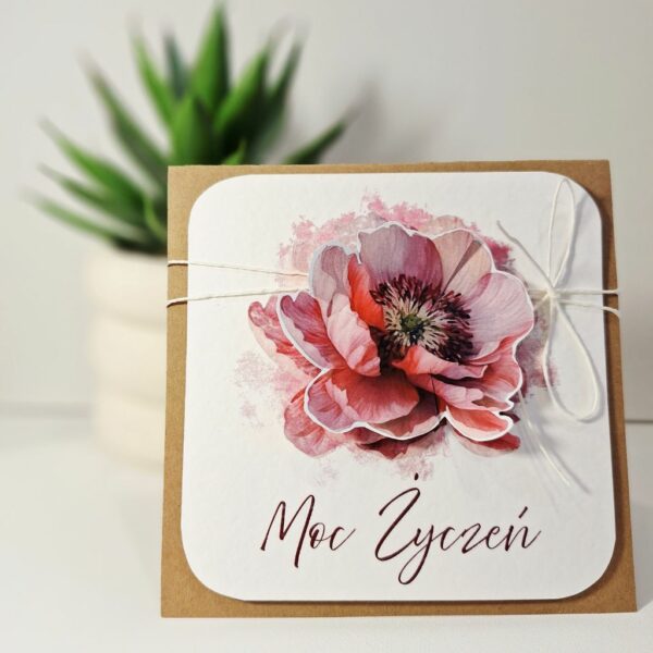 Kartka Okolicznościowa - Moc Życzeń - Kwiat ciemny róż