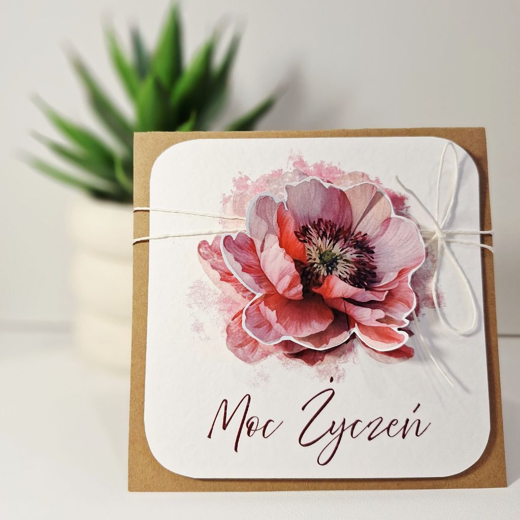 Kartka Okolicznościowa - Moc Życzeń - Kwiat ciemny róż