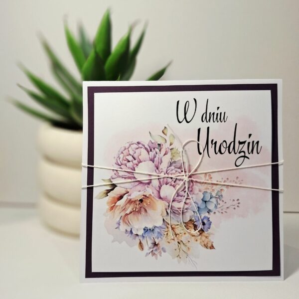 Kartka Okolicznościowa - W Dniu Urodzin - Jasny fiolet