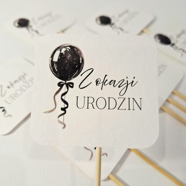 Pik - Topper - Z Okazji Urodzin  - 8 szt. -  Balon czarny