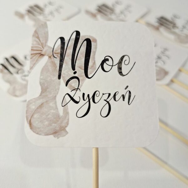 Pik - Topper - Moc Życzeń - 8 szt. - Wstążka szara