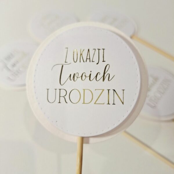 Pik - Topper - Z Okazji Twoich Urodzin 6szt. - Złocone kółko