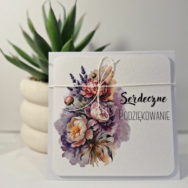 Kartka Okolicznościowa - Serdeczne Podziękowanie - Fiolet