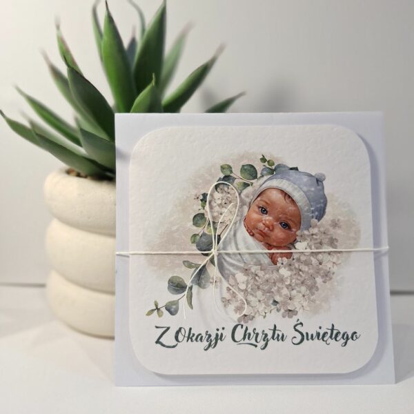Kartka Okolicznościowa - Z Okazji Chrztu Świętego - Eukaliptus