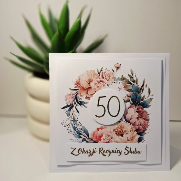 Kartka Okolicznościowa - Z Okazji 50 Rocznicy Ślubu - Brzoskwiniowa