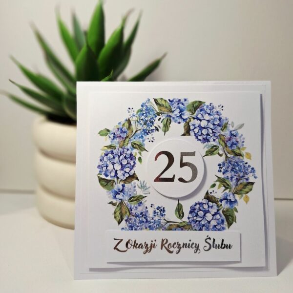 Kartka Okolicznościowa - Z Okazji 25 Rocznicy Ślubu - Niebieska