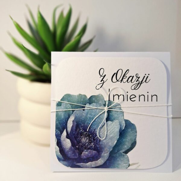 Kartka Okolicznościowa - Z Okazji Imienin - Duży Niebieski Kwiat