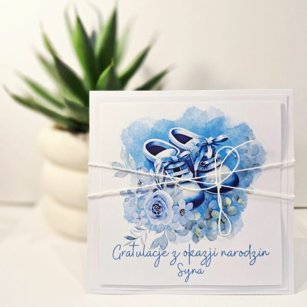 Kartka Okolicznościowa - Gratulacje z okazji narodzin syna - buciki