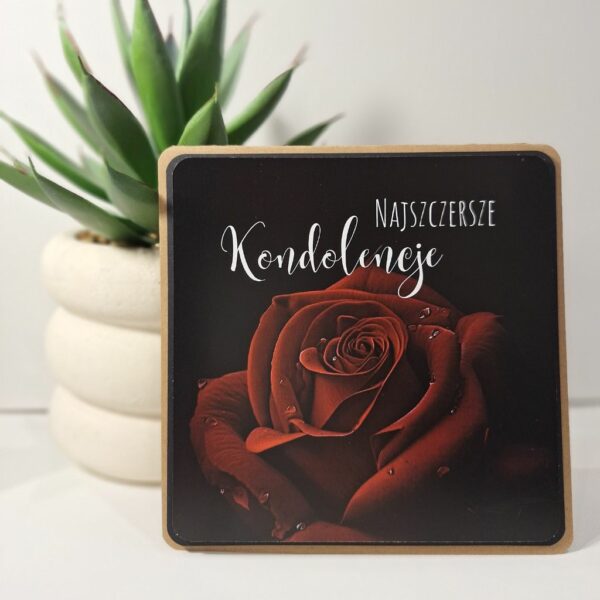 Kartka Okolicznościowa - Najszczersze Kondolencje - Róża czerwona