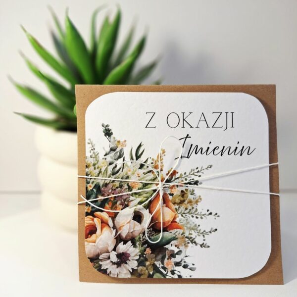 Kartka Okolicznościowa - Z Okazji Imienin - Zielony Bukiet