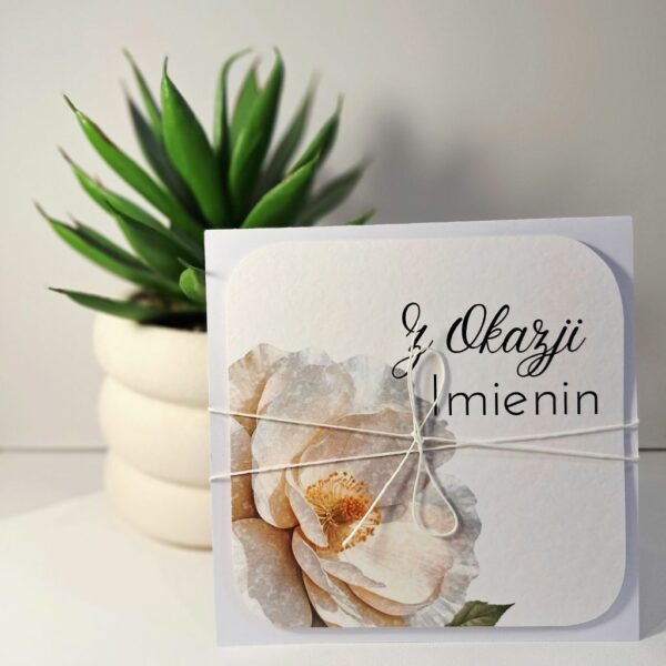 Kartka Okolicznościowa - Z Okazji Imienin - Biały Kwiat