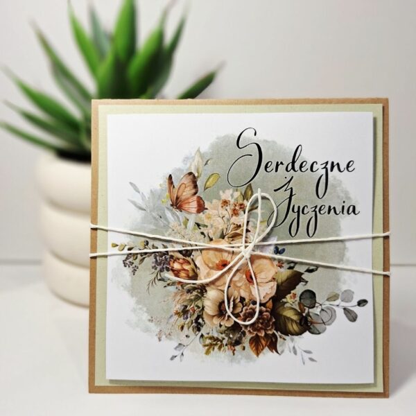 Kartka Okolicznościowa - Serdeczne Życzenia - Zielona