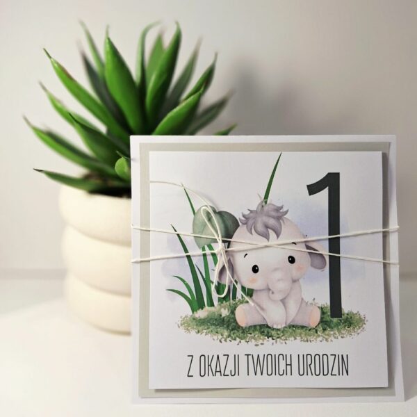 Kartka Okolicznościowa - Z Okazji Twoich Urodzin - Słonik szary