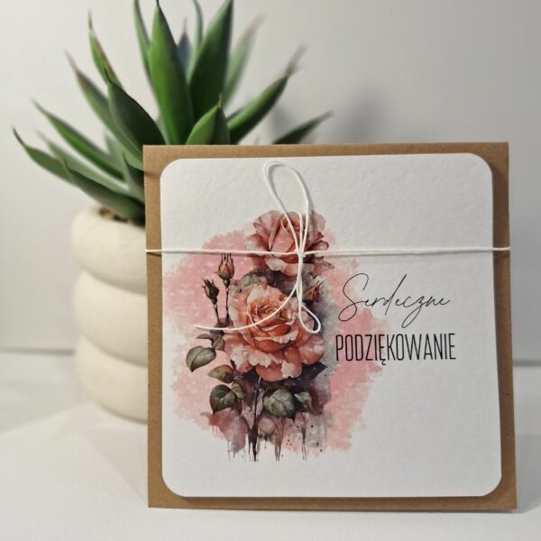 Kartka Okolicznościowa - Serdeczne Podziękowanie - Róża