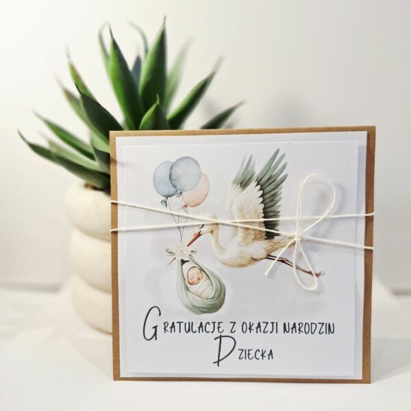 Kartka Okolicznościowa - Gratulacje z okazji narodzin dziecka - bocian