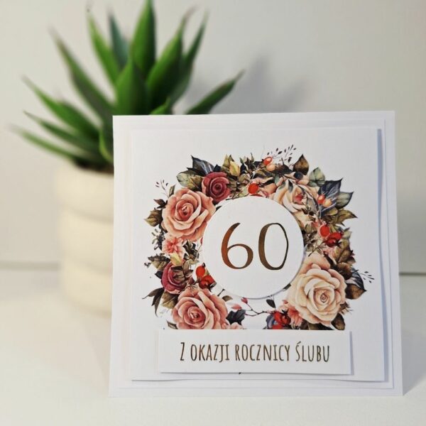 Kartka Okolicznościowa - Z Okazji 60 Rocznicy Ślubu - Herbaciana