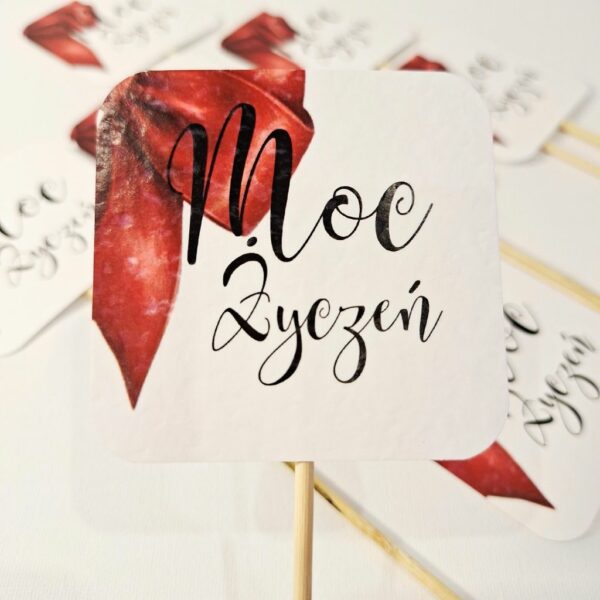 Pik - Topper - Moc Życzeń - 8 szt. - Wstążka czerwona