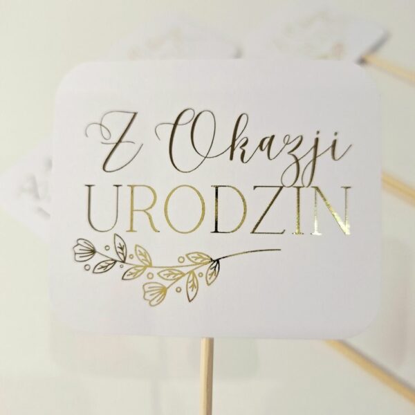 Pik - Topper - Z Okazji Urodzin - 8 szt. - Złocony gałązka