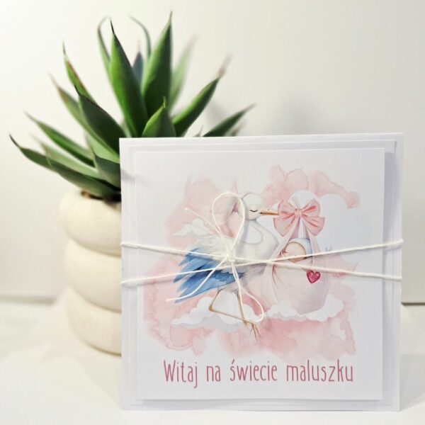 Kartka Okolicznościowa - Witaj na świecie maluszku - bocian