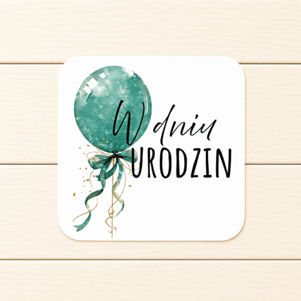 Plakietka - W dniu urodzin - Balon - 8 szt.
