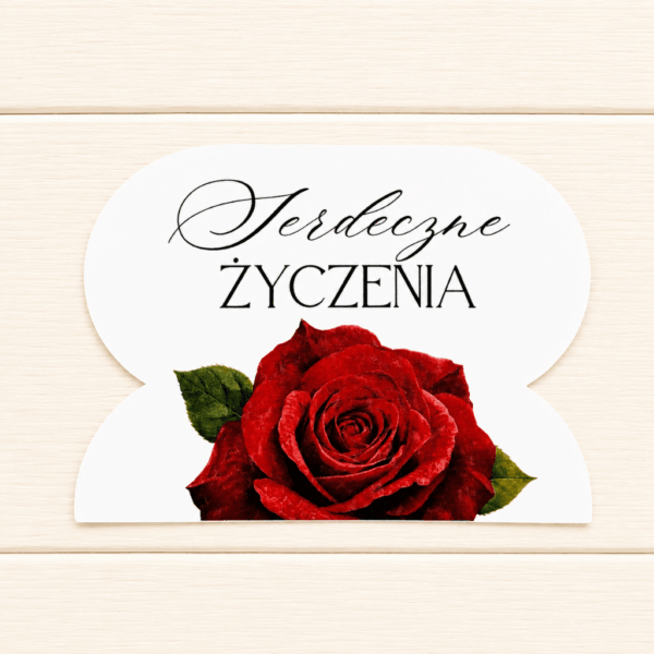 Plakietka - Serdeczne Życzenia - róża - 6 szt.