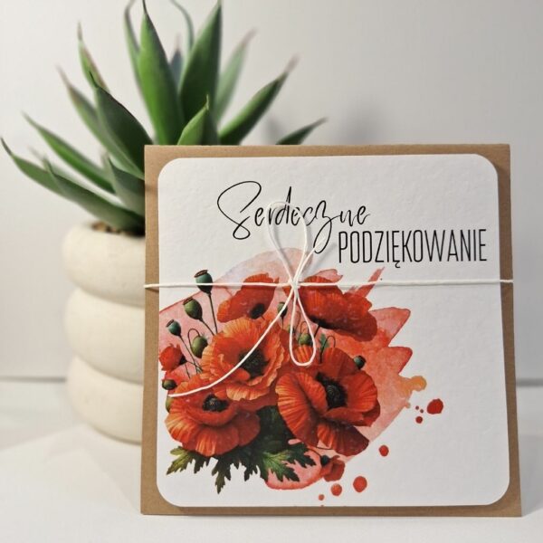 Kartka Okolicznościowa - Serdeczne Podziękowanie - Mak