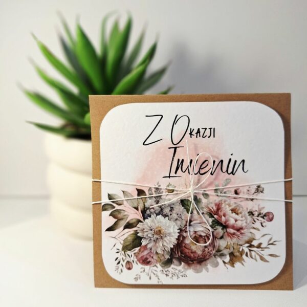 Kartka Okolicznościowa - Z Okazji Imienin - Brudny róż