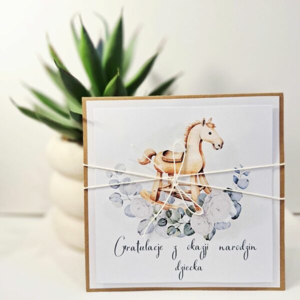 Kartka Okolicznościowa - Gratulacje z okazji narodzin dziecka - koń