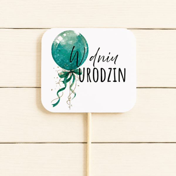 Pik - Topper - W Dniu Urodzin - 8 szt. - Balon turkus