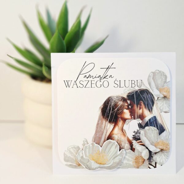 Kartka Okolicznościowa - Z Okazji Ślubu - Młoda Para - Biały kosmos