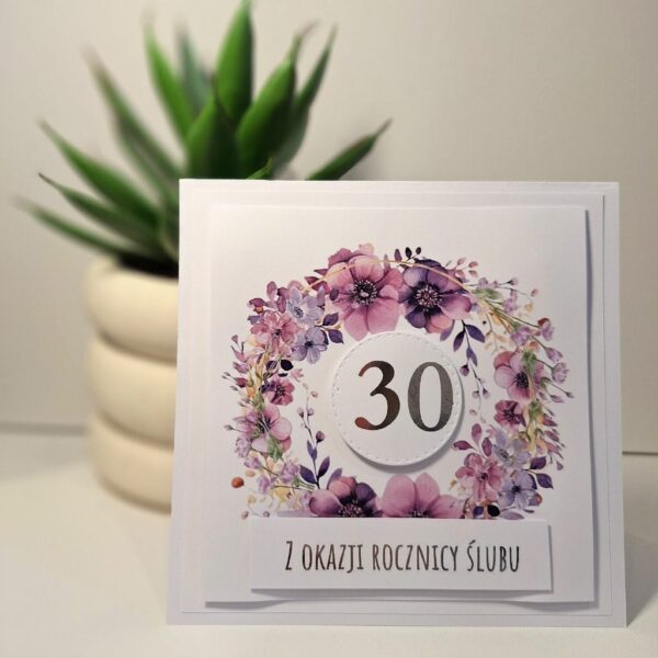 Kartka Okolicznościowa - Z Okazji 30 Rocznicy Ślubu - Fioletowa