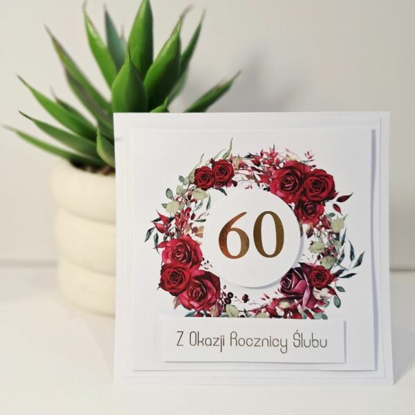 Kartka Okolicznościowa - Z Okazji 60 Rocznicy Ślubu - Burgund