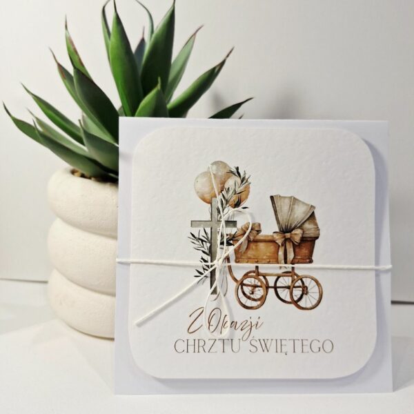 Kartka Okolicznościowa - Z Okazji Chrztu Świętego - Wózek