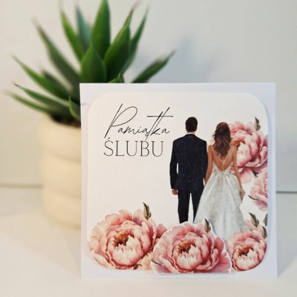 Kartka Okolicznościowa - Z Okazji Ślubu - Młoda Para - Piwonia Róż