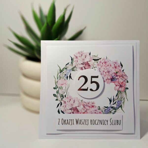Kartka Okolicznościowa - Z Okazji 25 Rocznicy Ślubu - Jasny róż