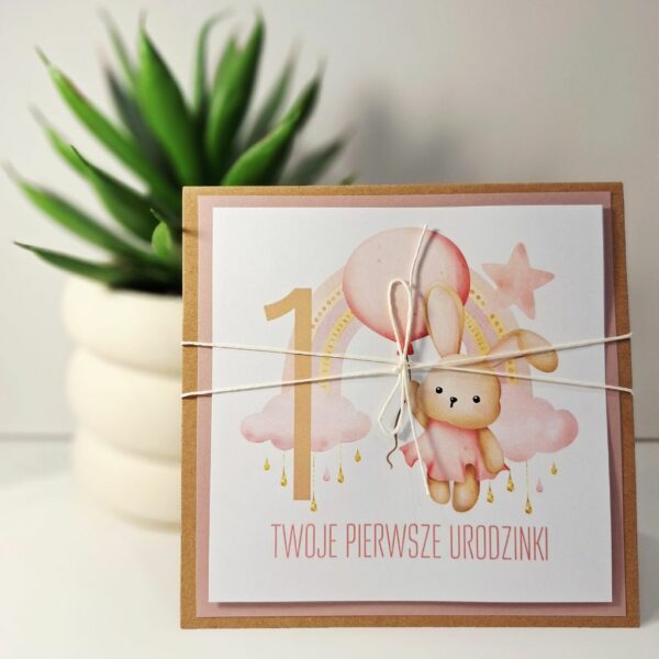 Kartka Okolicznościowa - Twoje Pierwsze Urodzinki - Zając