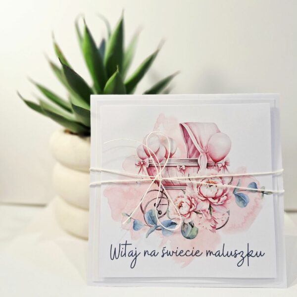 Kartka Okolicznościowa - Witaj na świecie maluszku - wózek