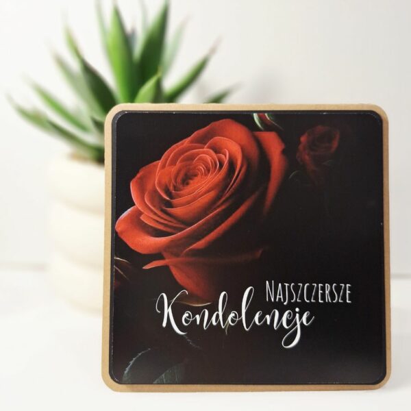 Kartka Okolicznościowa - Najszczersze Kondolencje - Czerwona róża