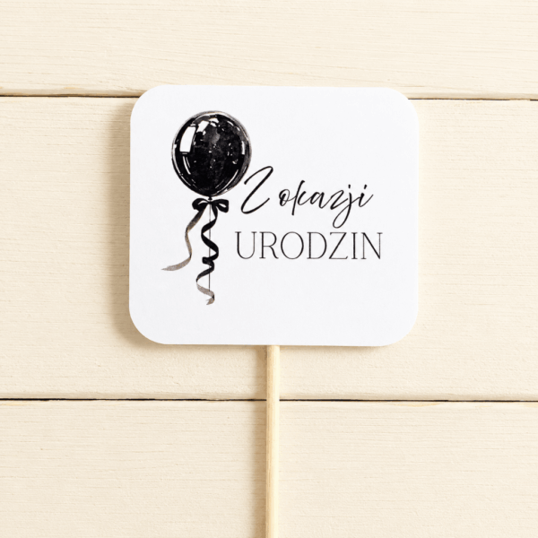Pik - Topper - Z Okazji Urodzin - 8 szt. - Balon czarny