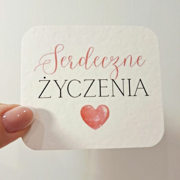 Plakietka - Serdeczne Życzenia - Serce - 8 szt.