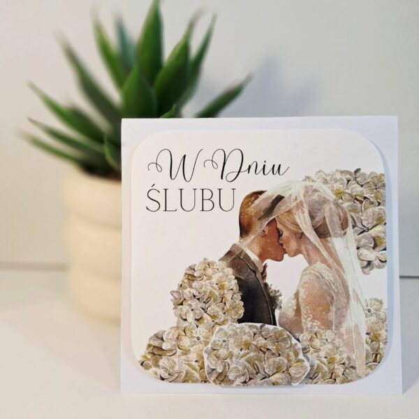 Kartka Okolicznościowa - Z Okazji Ślubu - Młoda Para - Hortensja biała