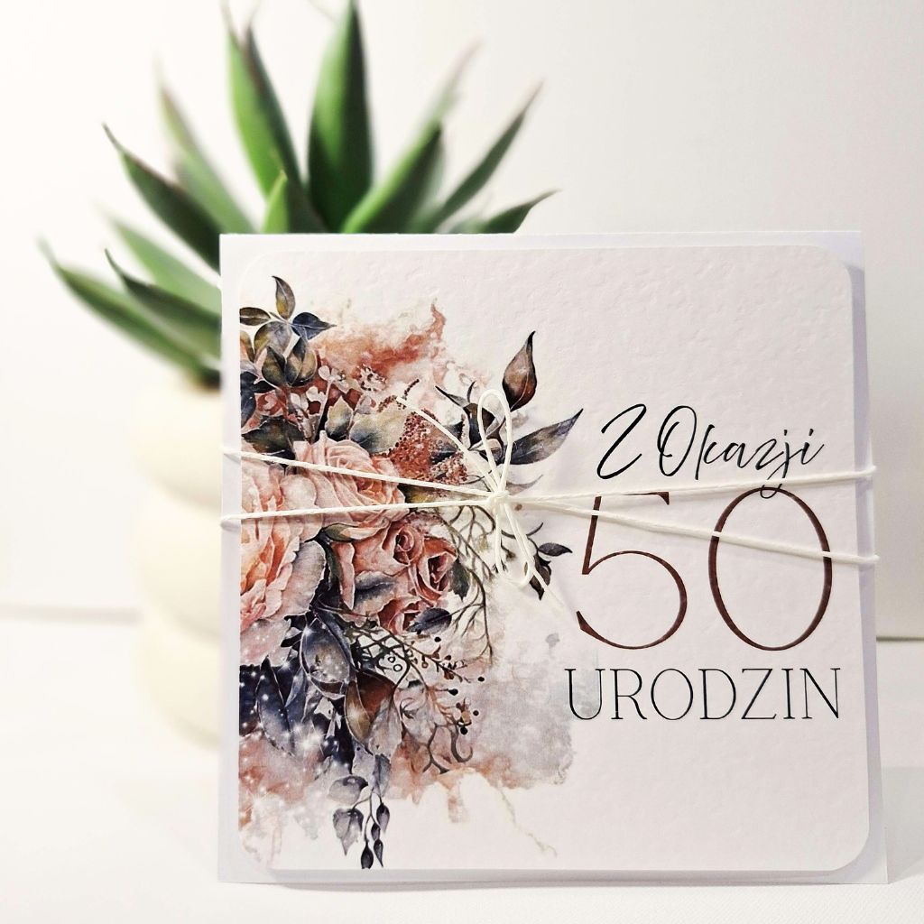 Kartka Okolicznościowa - Z Okazji 50 Urodzin - Beż