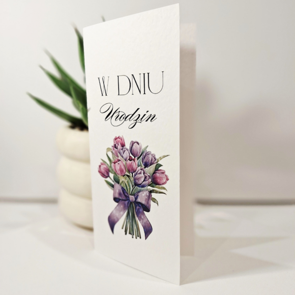 Kartka Okolicznościowa - W Dniu Urodzin - tulipany