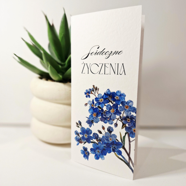 Kartka Okolicznościowa - Serdeczne Życzenia - niezapominajka