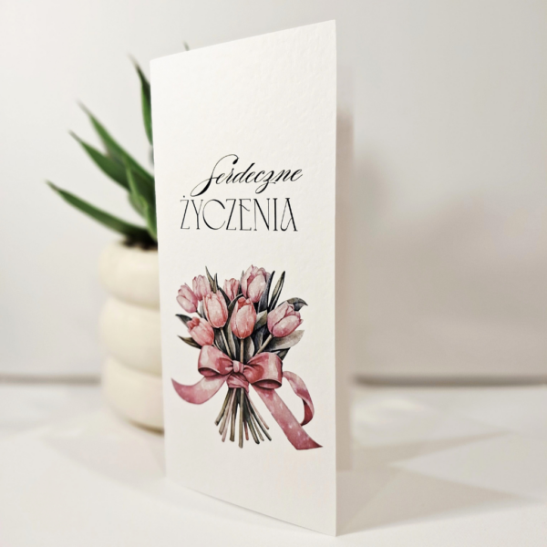 Kartka Okolicznościowa - Serdeczne Życzenia - tulipany