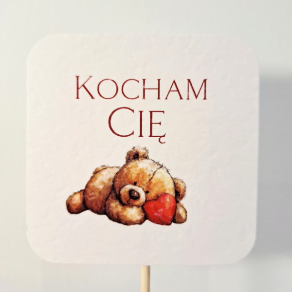 Pik - Topper - Kocham Cię - 6 szt. - Miś