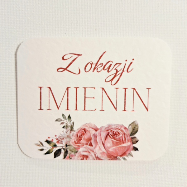 Plakietka - Z okazji Imienin 8szt - róża