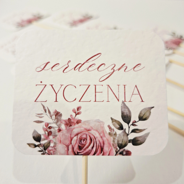 Pik - Topper - Serdeczne Życzenia - 8 szt. - róża