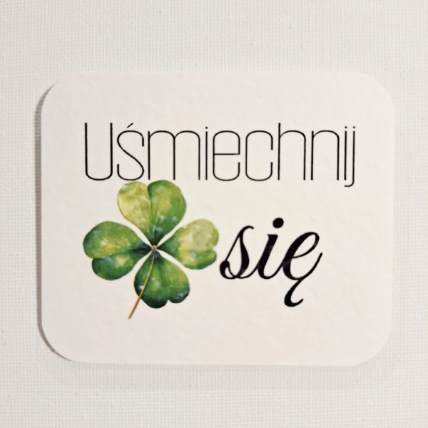 Plakietka - Uśmiechnij się 8szt - koniczynka