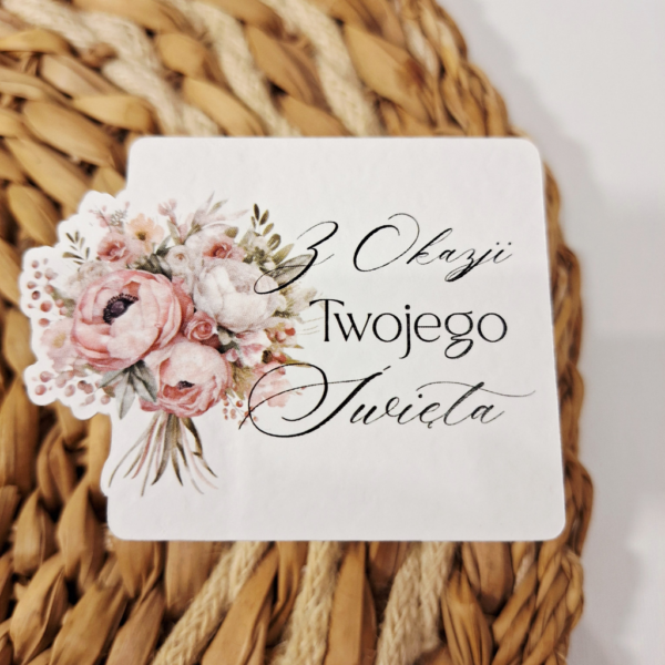 Plakietka - Z okazji Twojego święta- 6szt - bukiet